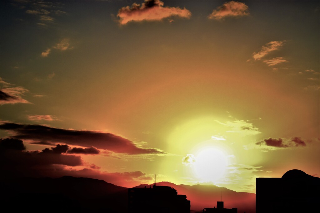 福岡の夕日が沈みます