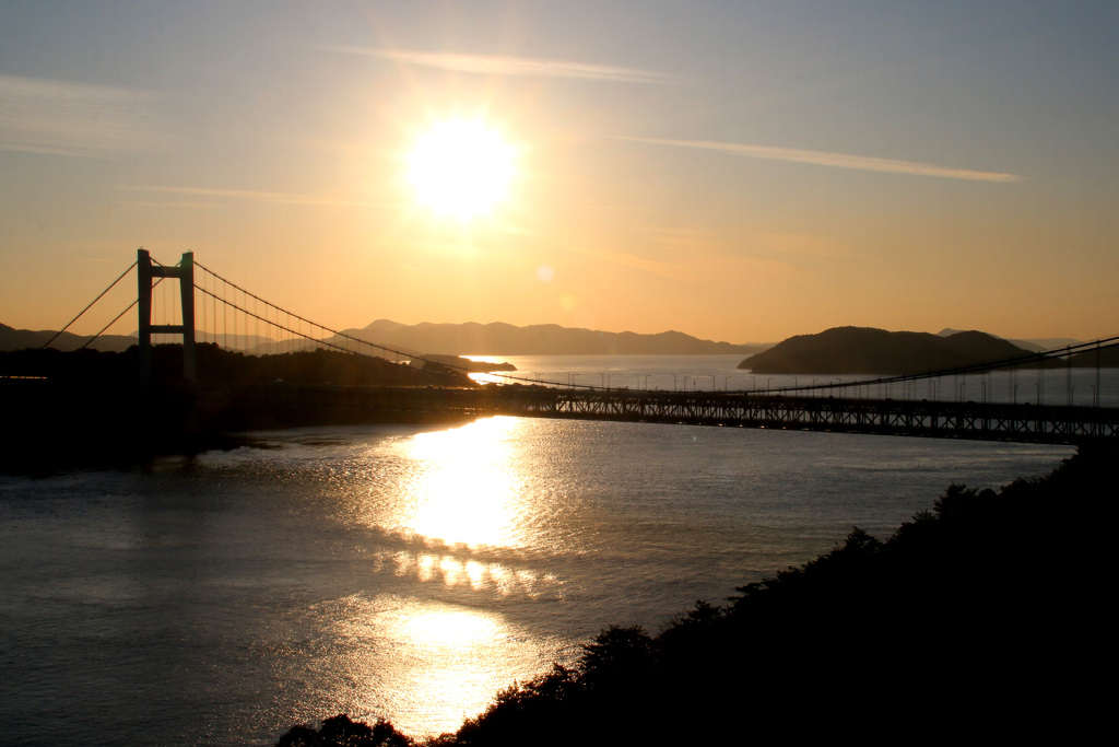 鷲羽山から見た夕日1