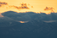 栗駒連峰方面の夕焼け