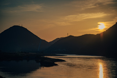長良川沿いの朝