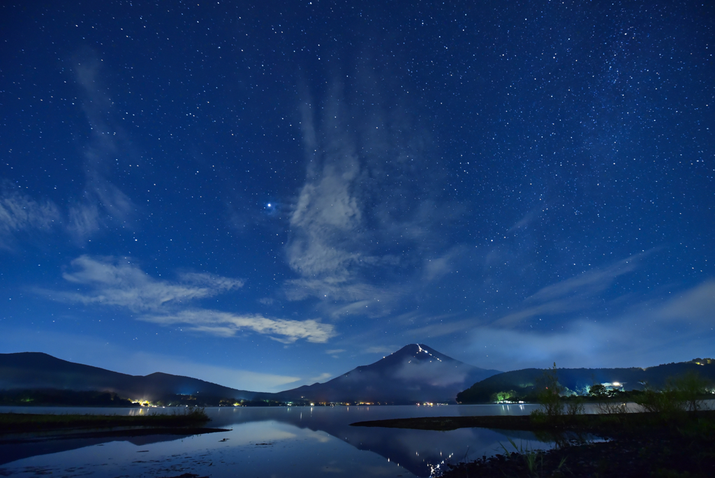 星空と富士山のリフレクション