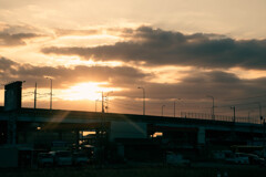 福岡都市高速　夕焼け