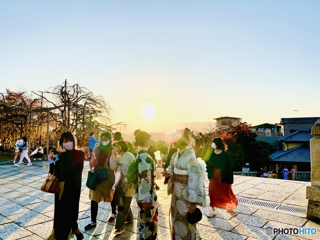 清水の夕日