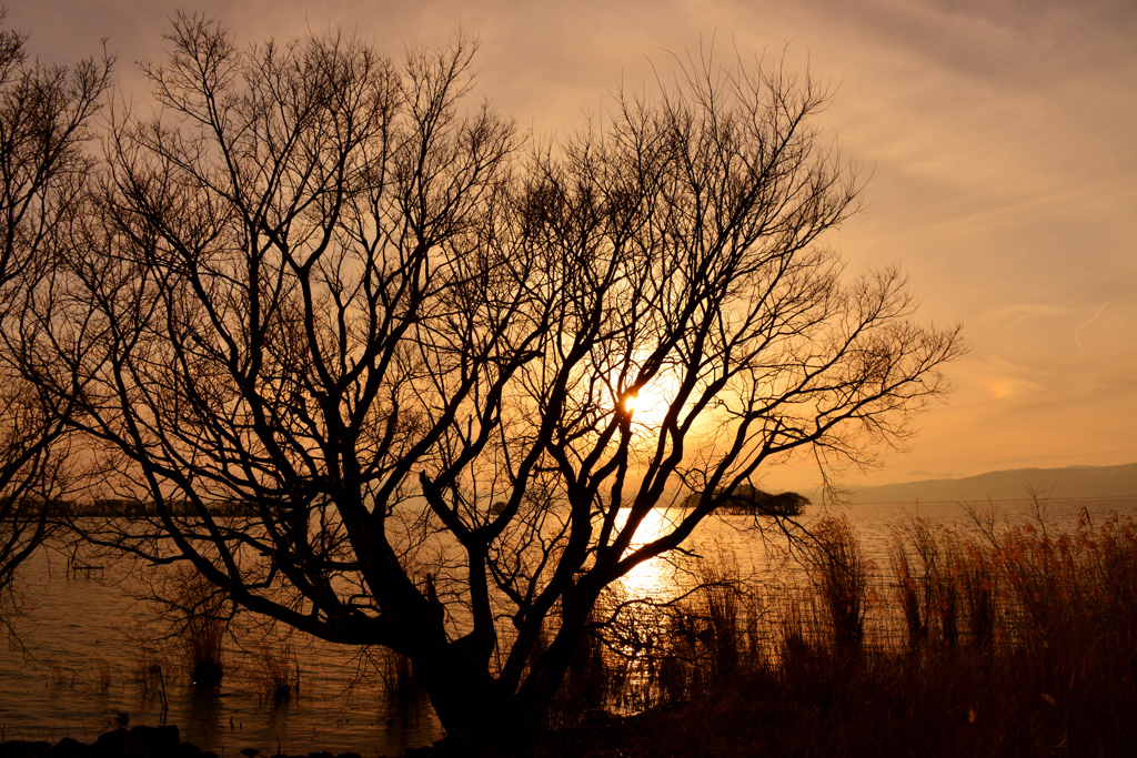 琵琶湖に陽は沈む