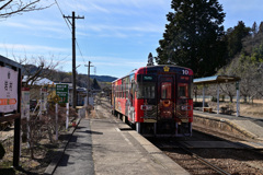 明知鉄道　岩村駅　光秀「きのこ列車」