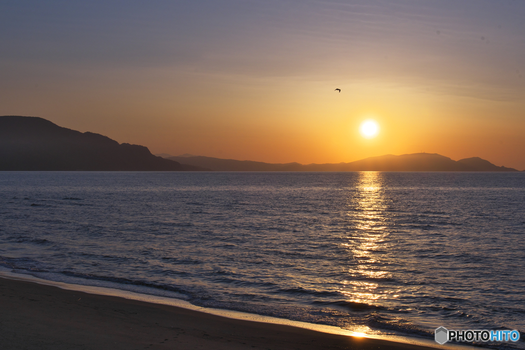 日本海に沈む夕日