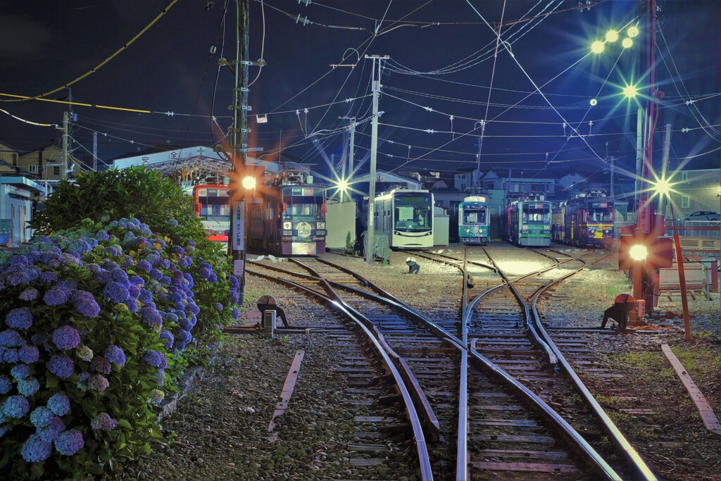 夜の赤岩口基地