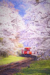 桜色に染まる駅　１