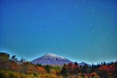 秋の富士山と北斗七星