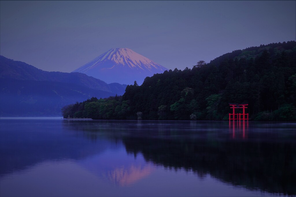 朝もやの鳥居