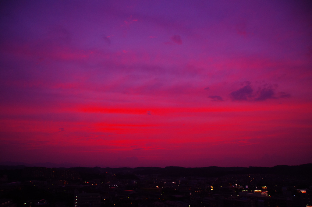 赤く染まった夕焼け