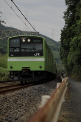 山道と電車