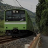 山道と電車