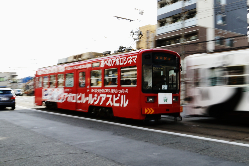 流し撮り中、すれ違い