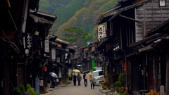 奈良井宿：雨の旧中山道