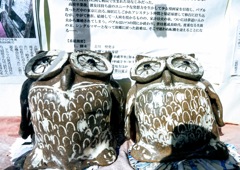 半分青いで登場した岩村のふくろう商店街に飾られたフクロウ