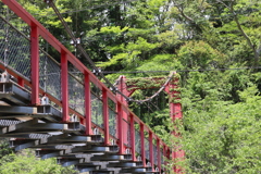 峡谷に架かる赤い橋