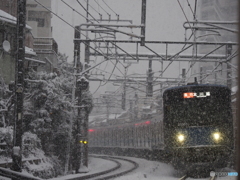 雪中行の西武新宿線