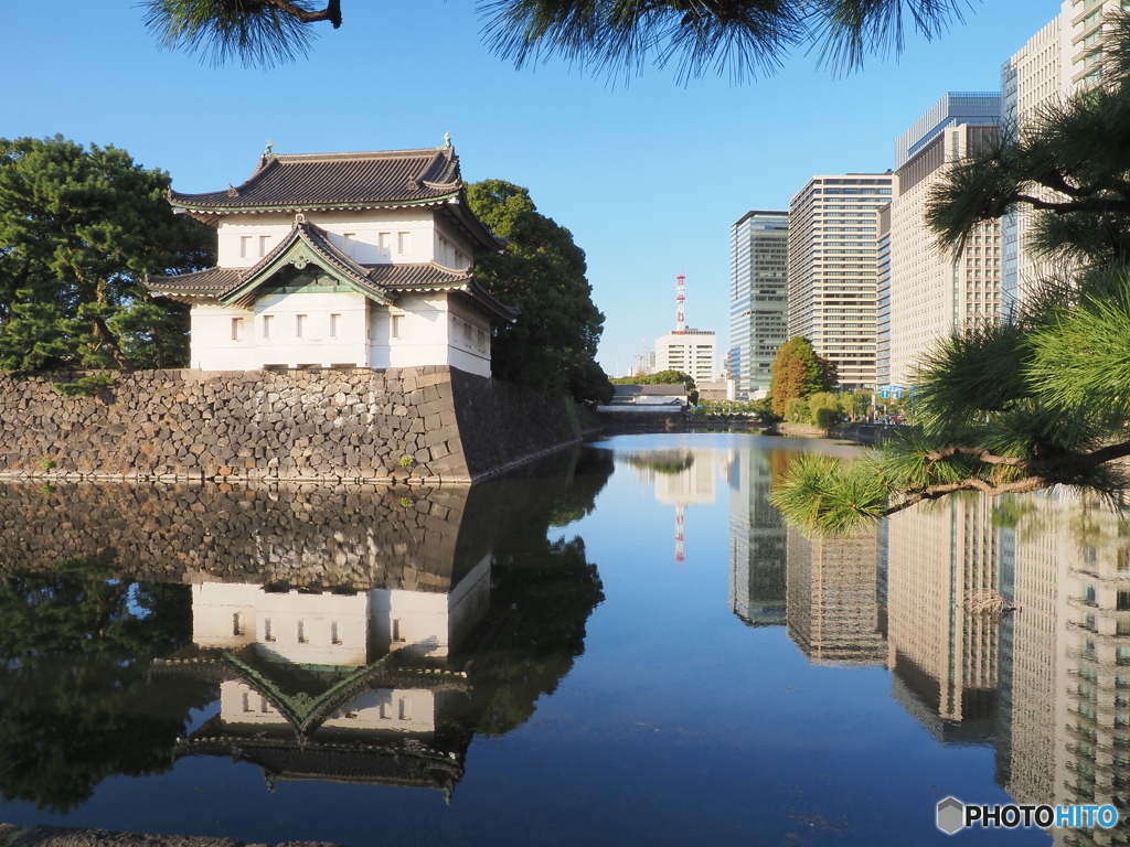 皇居桜田巽櫓リフレクション