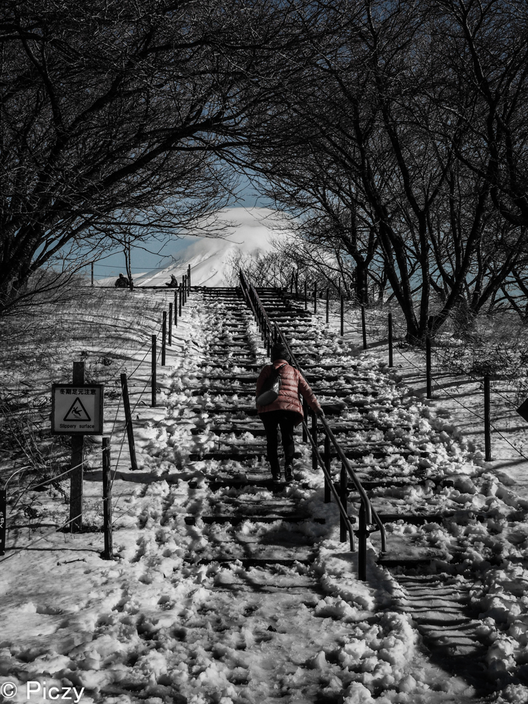 富士に向かって雪でも上りたい