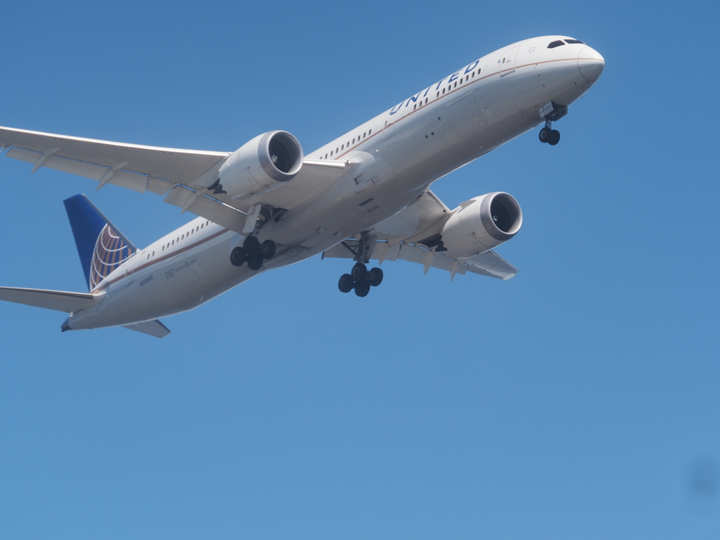 城南島公園からみたユナイテッド機