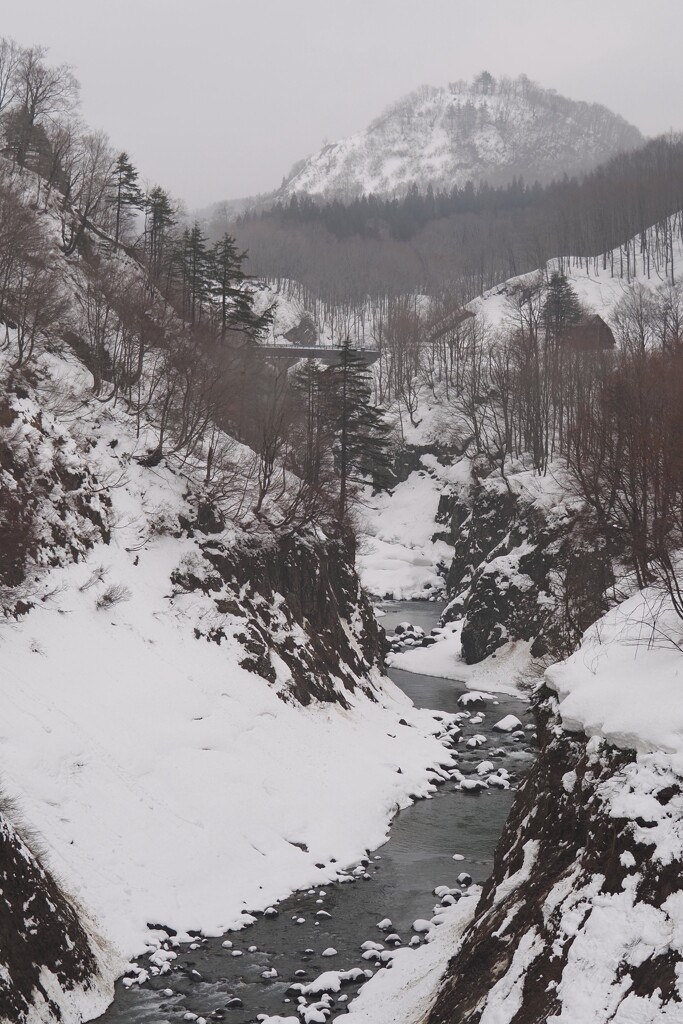 残雪の渓谷