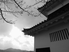 冬の雲流れる　大洲城高欄櫓