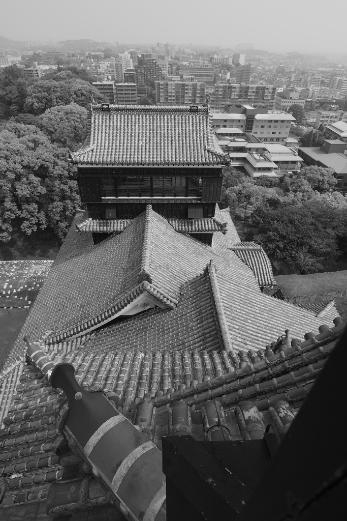 重なり　熊本城大小天守