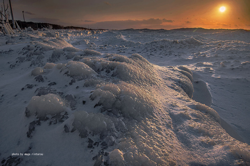 石狩川河口　凍てつく夕景2026