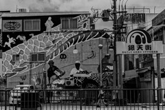 沖縄 Town calm ~Mural and girl~