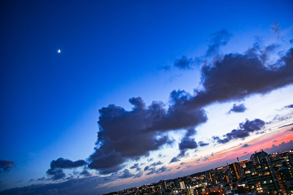 Blue crescent moon
