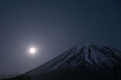 富士と満月