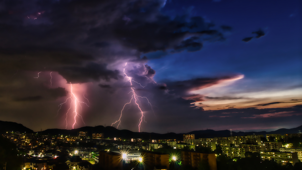 Lightning at sunset