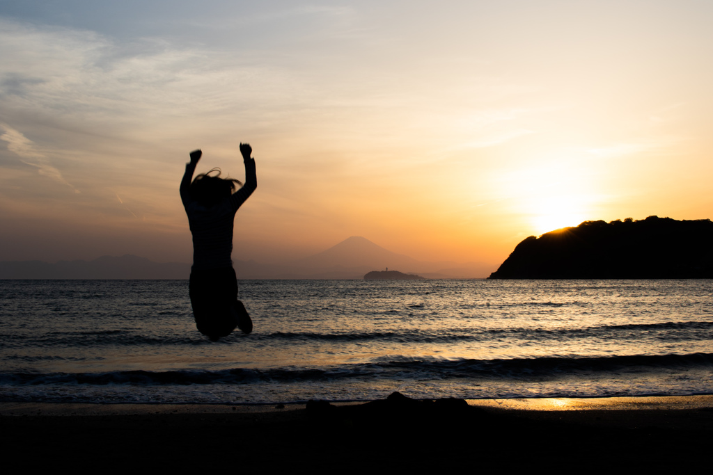 逗子海岸からの夕陽