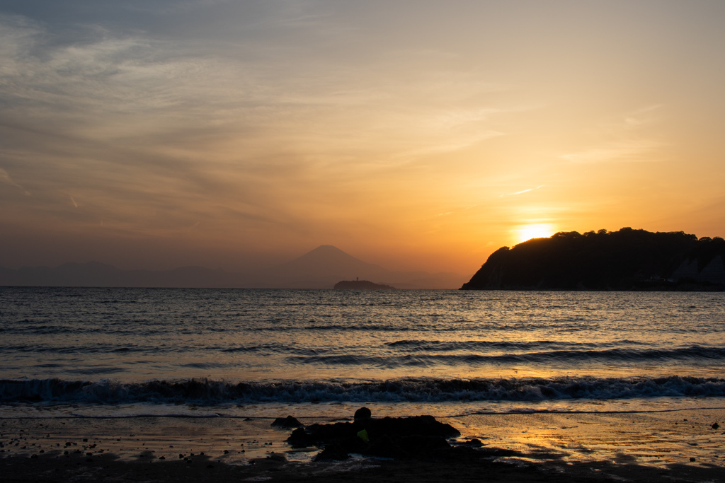 逗子海岸からの夕陽