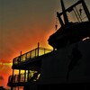 甲板デッキ夕景