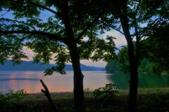夕景の奥琵琶湖