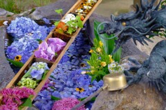 矢川神社の花手水　Ⅰ