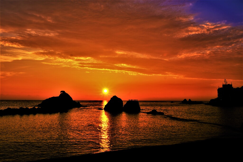 越前河野夕日