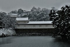 彦根城濠端雪景色　２