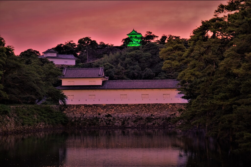彦根城濠端夕暮れ　３