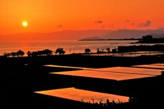 琵琶湖湖北の夕日