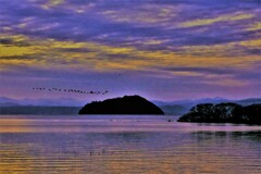 琵琶湖湖北夕景