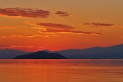 琵琶湖沖島夕景