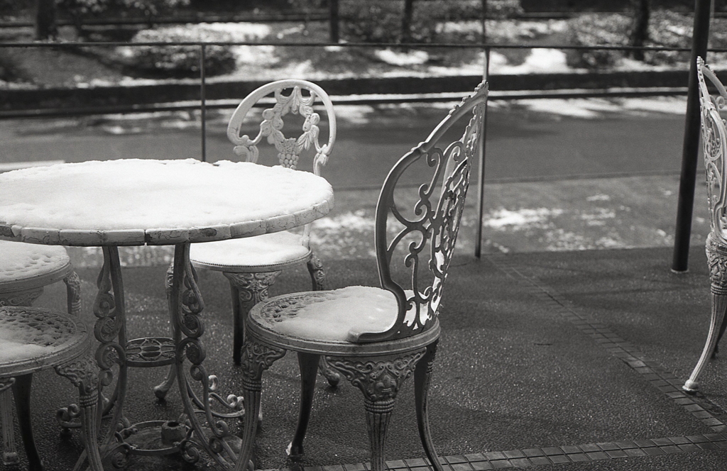 レストラン硝子越しのワンショット