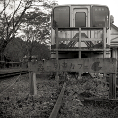 「森の列車カフェ」のモノクロブローニー…自分が納得するまで撮る。