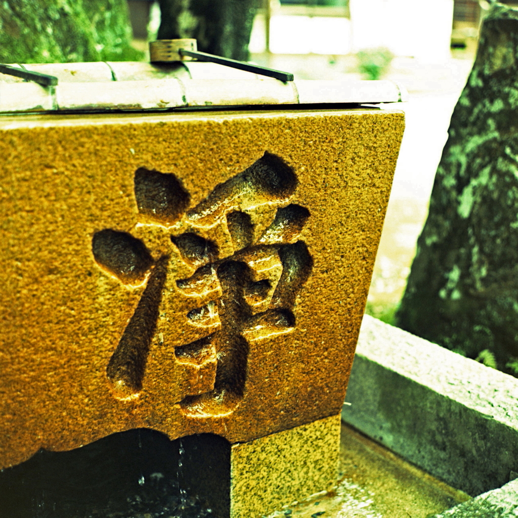 水盤を滴り落ちる夏の水