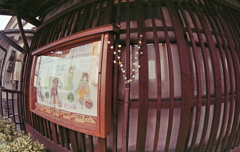 格子窓の餅花 格子窓の餅花