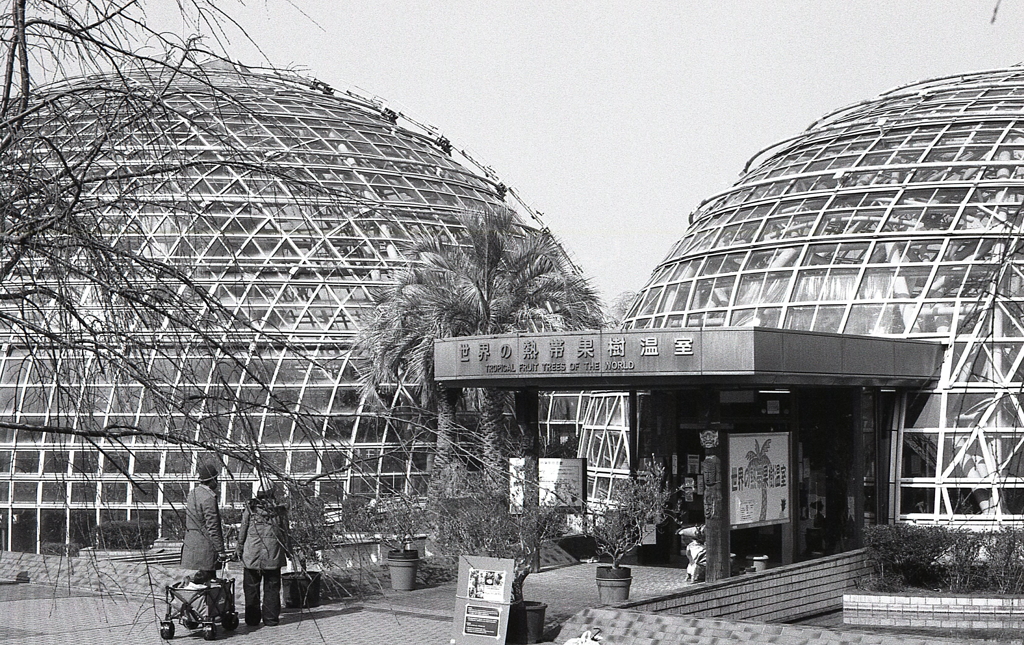 丸いドームの連なる温室