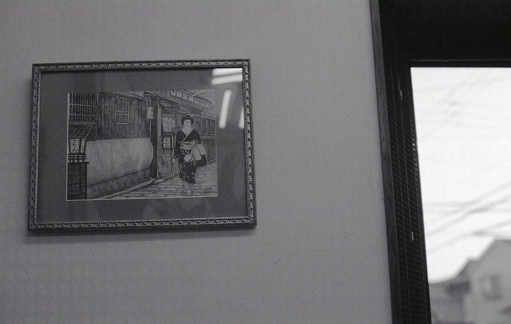 床屋の奥さんのボールペン画